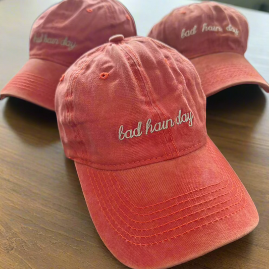 Bad Hair Day Embroidered Washed Baseball Cap