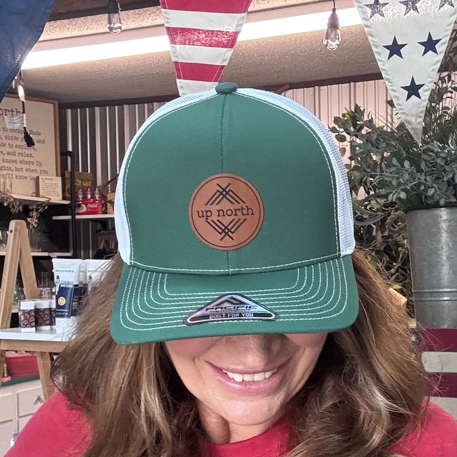 Up North Mesh Back Trucker Hat - Dk Green/White