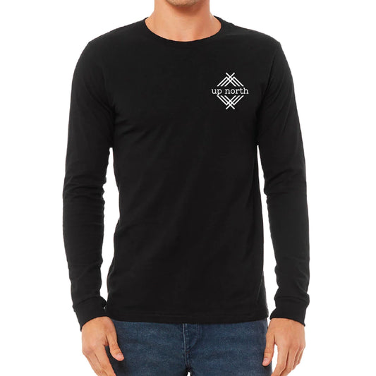 Black LS Tee, NH Flag Treeline & Moose