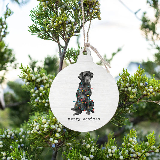 Merry Woofmas Black Lab Ornament