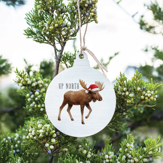 Christmas Moose Wooden Ornament