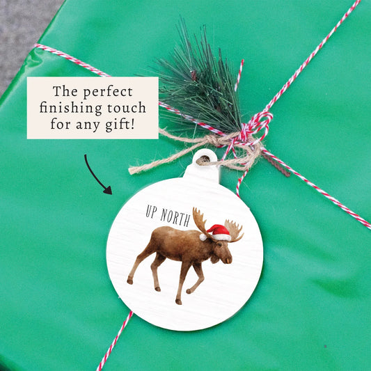 Christmas Moose Wooden Ornament