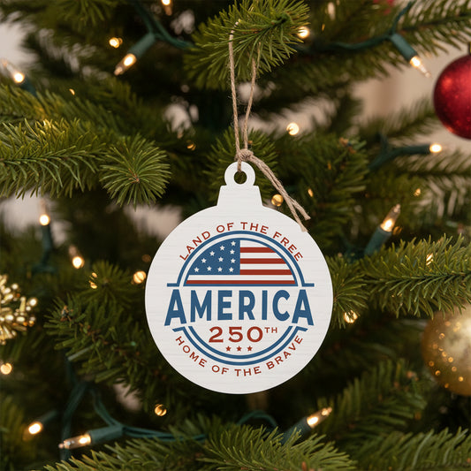 America 250 Land of The Free Wooden Ornament