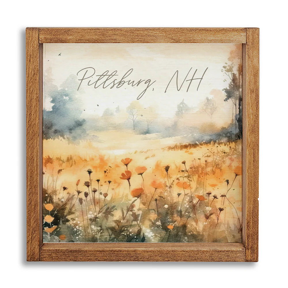 Pittsburg, NH Fall Field - 24" Solid Wood Sign