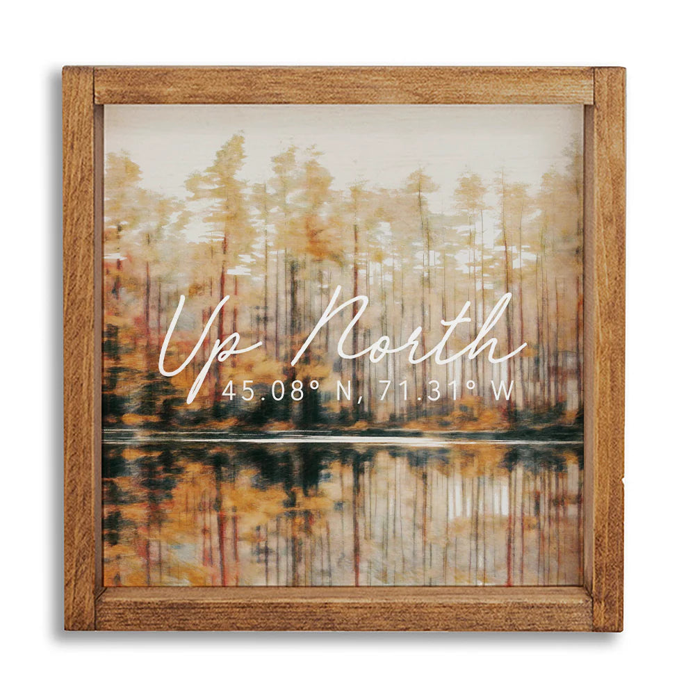 Up North Woods Coordinates - 24" Solid Wood Sign