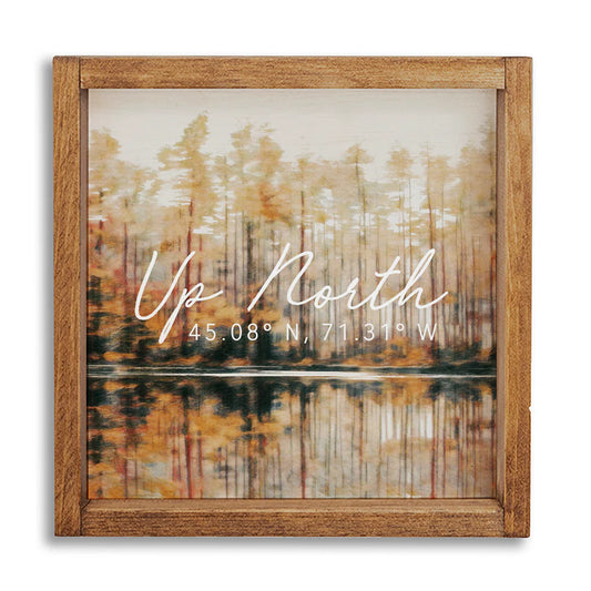 Up North Woods Coordinates - 24" Solid Wood Sign