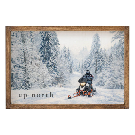 Snowmobile Winter Scene - 13" x 19" Wood Sign