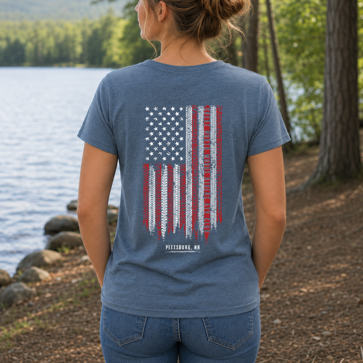 RIDE 4.0 Fundraiser Ladies V-Neck Tee - Slate Blue