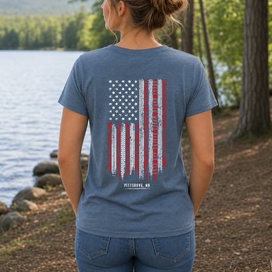 RIDE 4.0 Fundraiser Ladies V-Neck Tee - Slate Blue