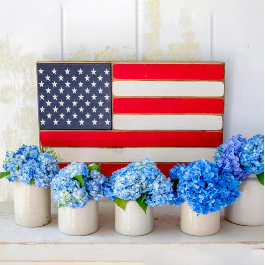 Small American Flag Solid Wood Sign
