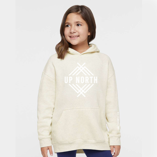 Up North Youth Logo Hoodie - Ivory Heather