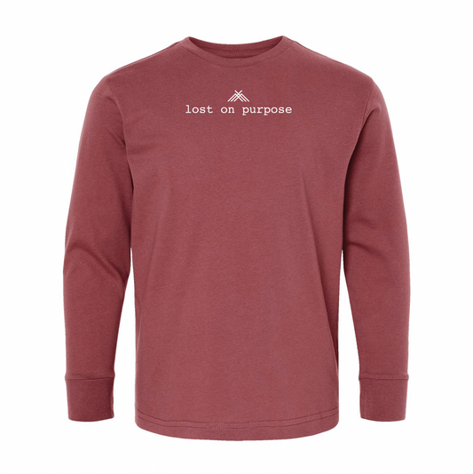 Lost on Purpose - Youth Long Sleeve Tee - Dk Mauve