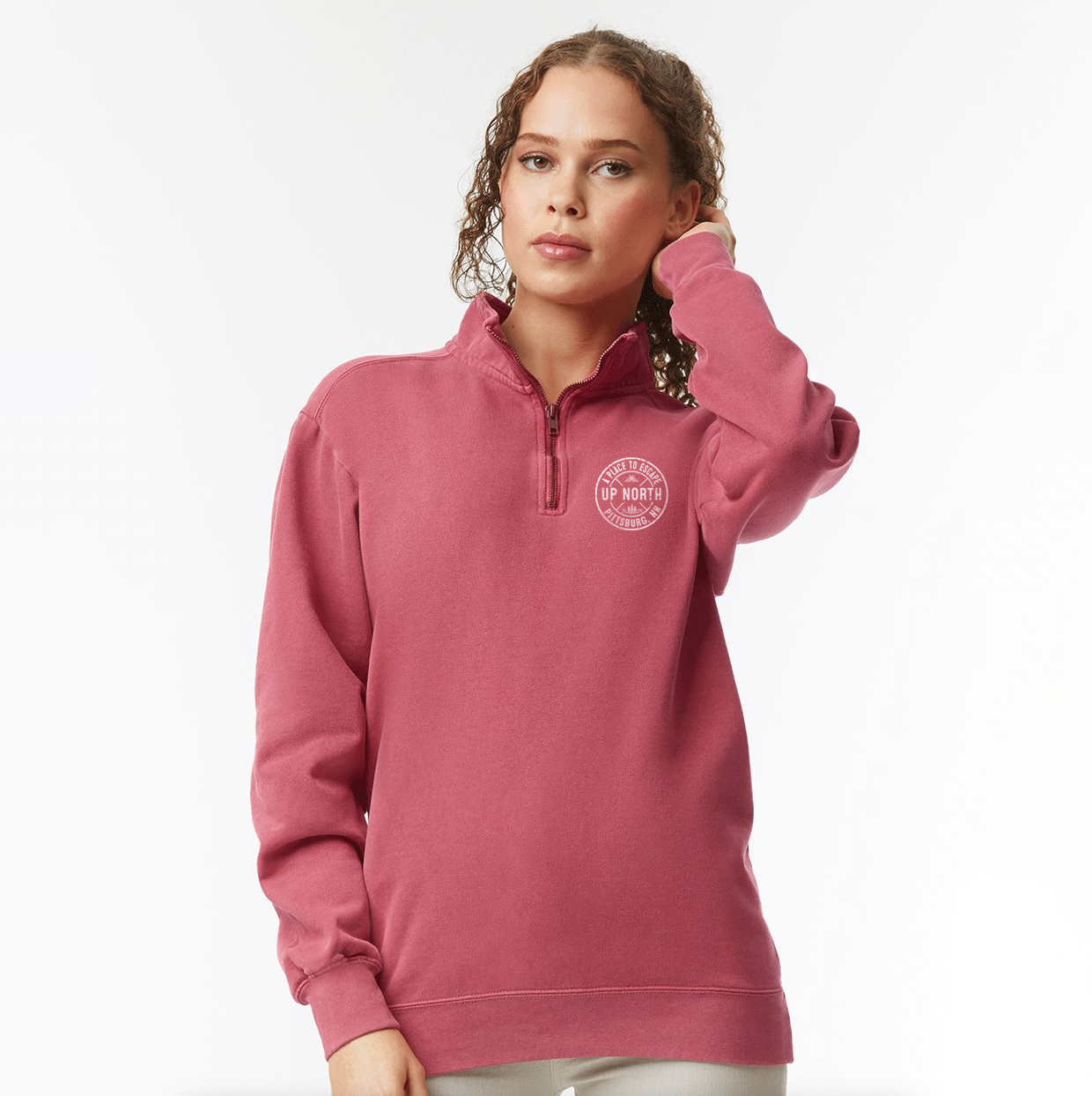 Circle Logo 1/4 Zip - Washed Crimson