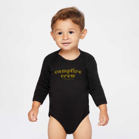 Campfire Crew - Black Long Sleeve Baby Onesie