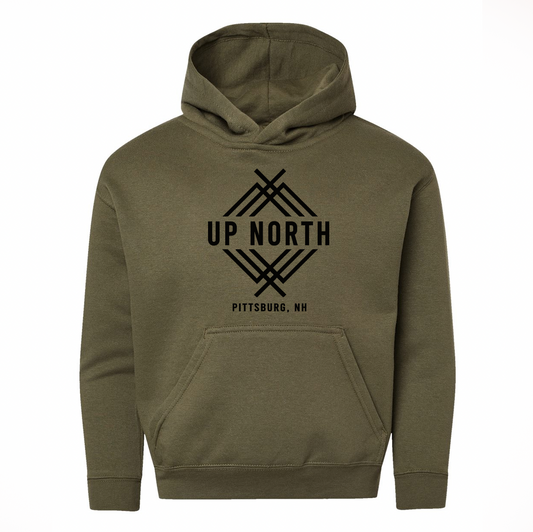 Up North Youth Logo Hoodie - Military Green