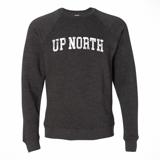 Up North Varsity Type - Unisex Crew Fleece - Dk Grey