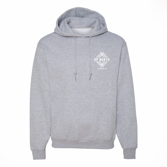 Up North Left Chest Logo Hoodie - Grey/White