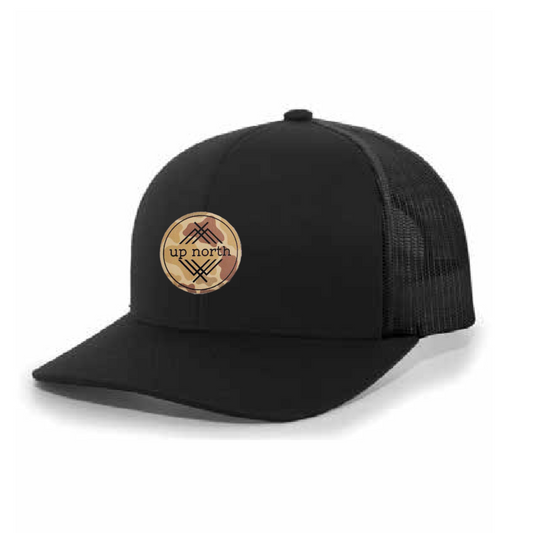 Up North Mesh Back Trucker Hat - Black/Camo Patch