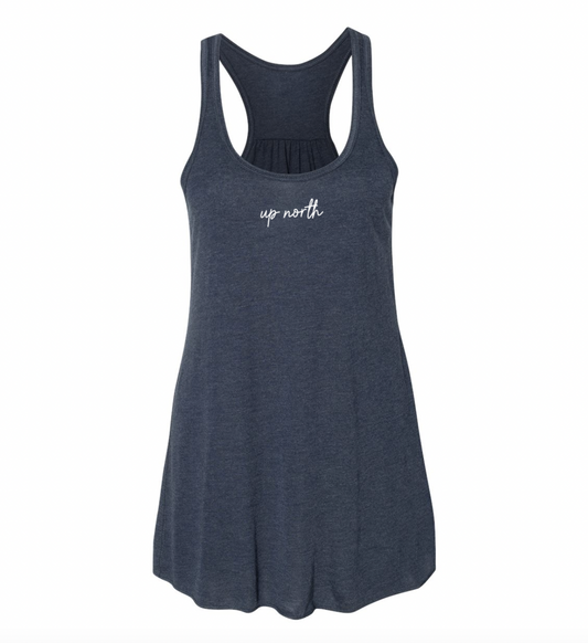 Women's Flowy Racerback Tank - Heather Navy