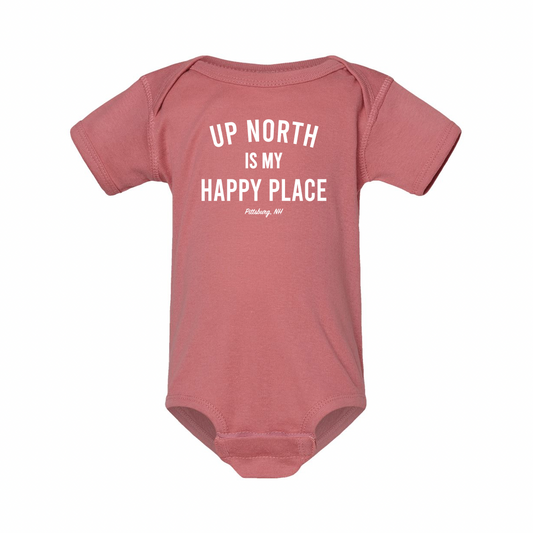Up North Is My Happy Place - Mauve Baby Onesie
