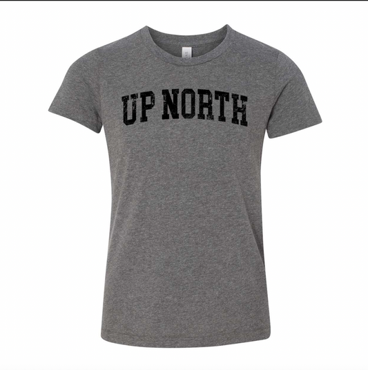 Up North YOUTH Varsity Type Tee - Grey Htr