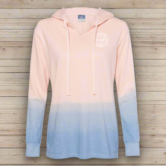 Women's French Terry Ombré Hooded Sweatshirt - Pink/Blue