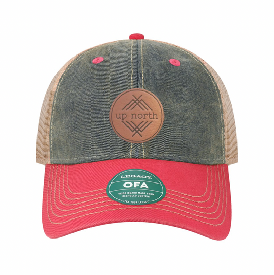 Up North Washed & Worn Trucker Hat - Navy/Pink