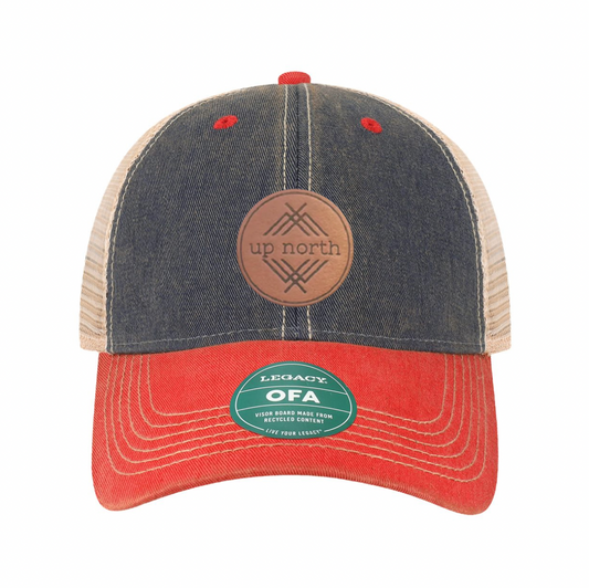 Up North Washed & Worn Trucker Hat - Red/Blue