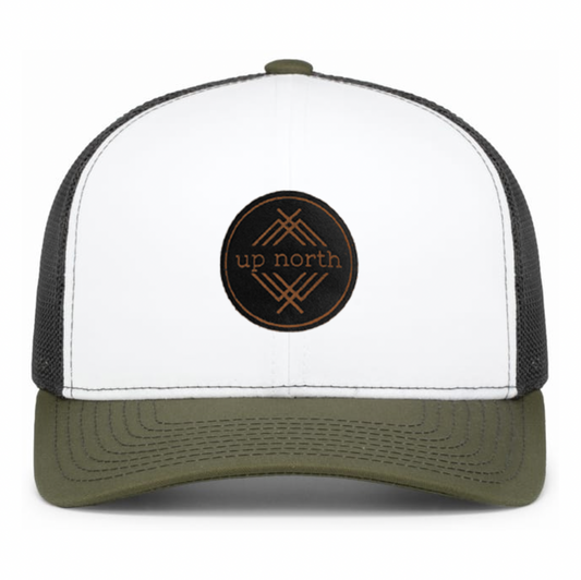 Up North Mesh Back Trucker Hat - White/Charcoal/Olive