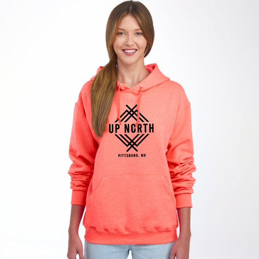 Up North Logo Hoodie - Hot Coral Heather