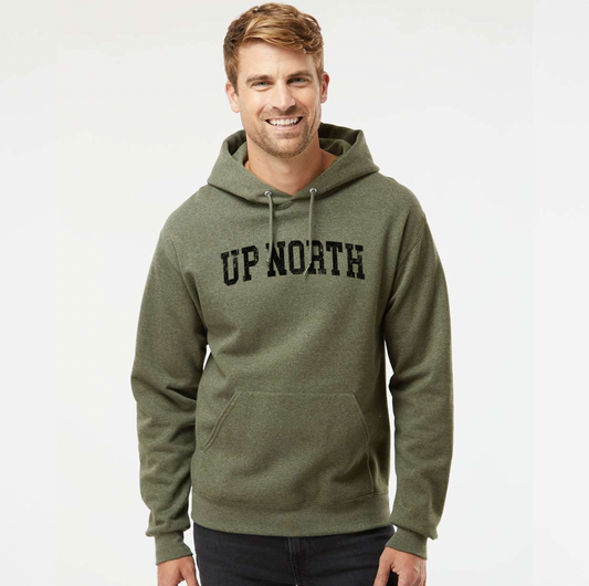 Up North Varsity Type Hoodie - Military Green Htr