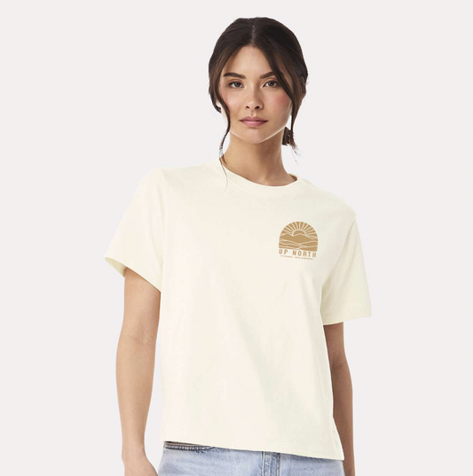 Ladies - Beige Logo Boxy Tee - Cream