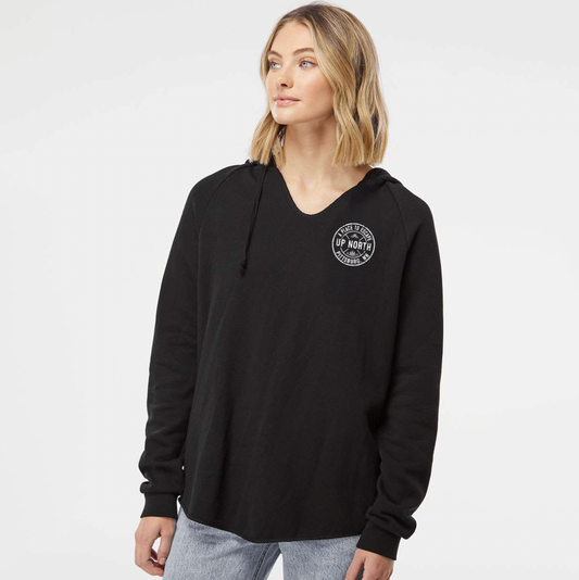 Circle Logo Ladies V-Hoodie - Black