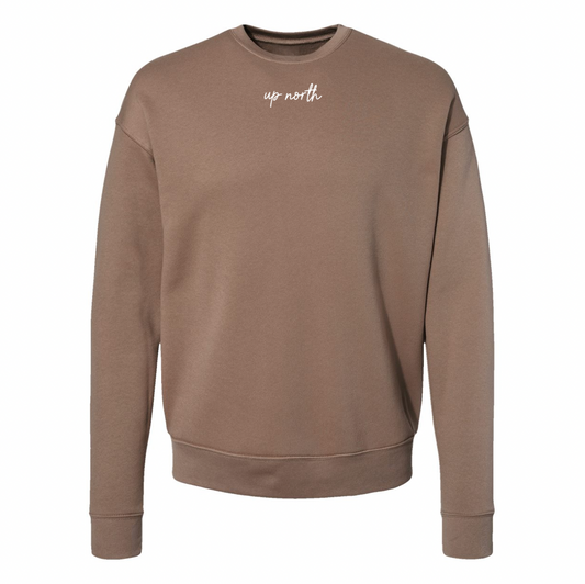 Up North Script - Ultra Soft Fleece Crewneck - Coffee Brown