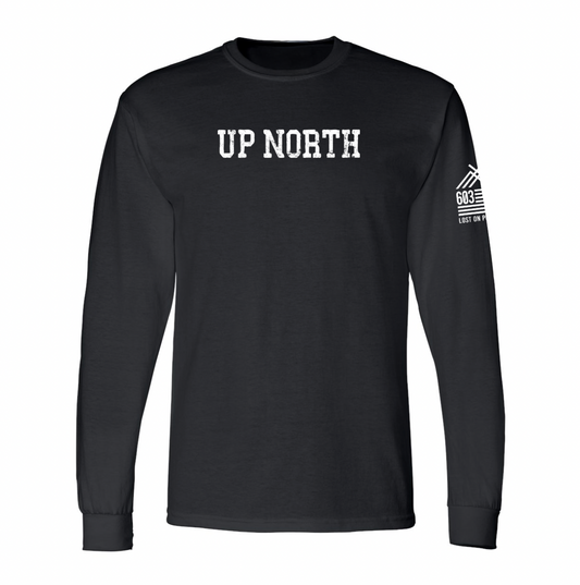 Up North & Sleeve Flag - Black LS Tee