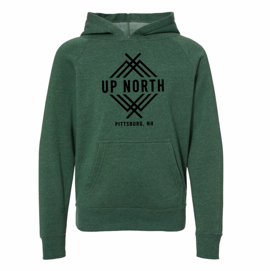 Up North Youth Logo Hoodie - Forest Green Htr