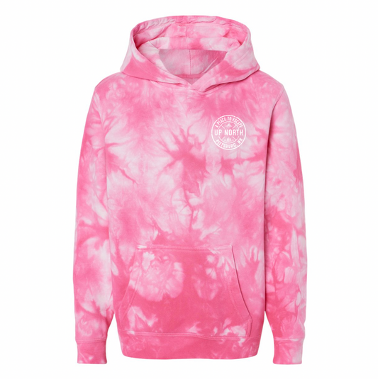 Youth Circle Logo Hoodie - Pink Tie Dye