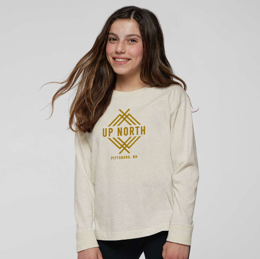 Youth Long Sleeved  Logo Tee - Ivory Heather
