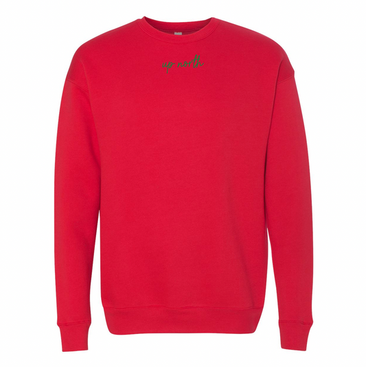 Up North Script - Red Ultra Soft Fleece Crewneck