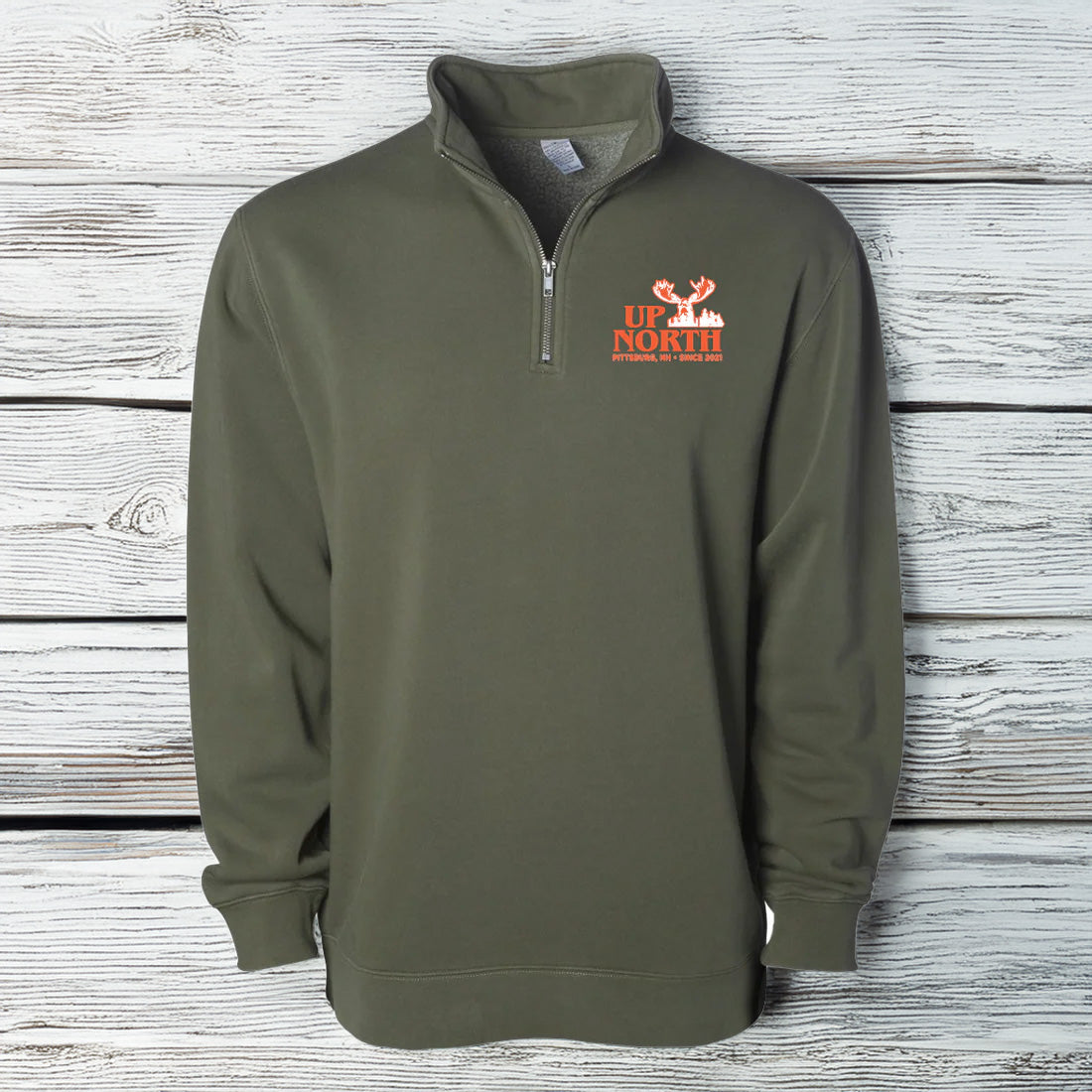 Up North Moose 1/4 Zip - Olive