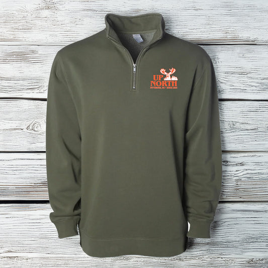 Up North Moose 1/4 Zip - Olive