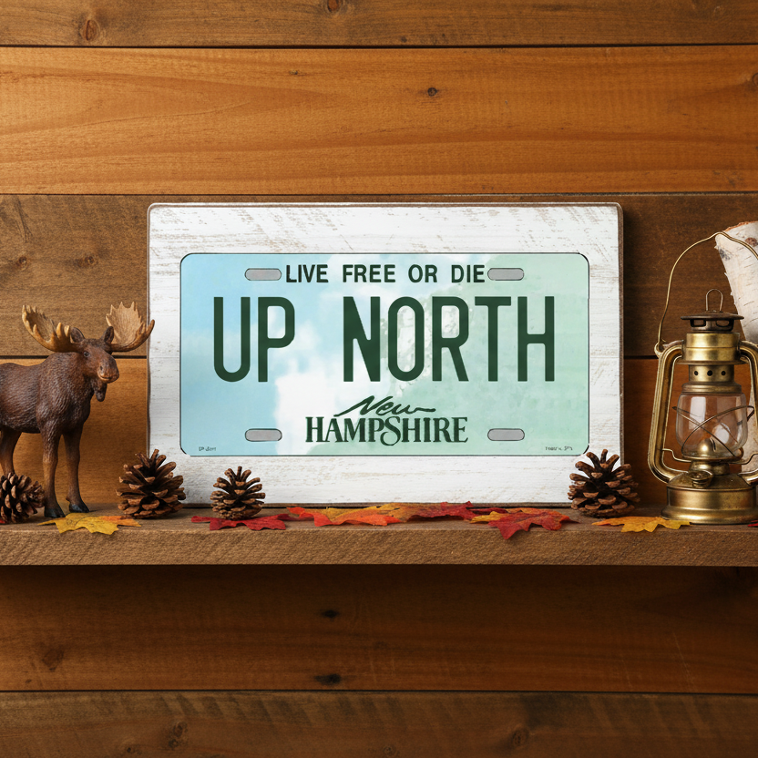 Up North License Plate - Wood Block Sign