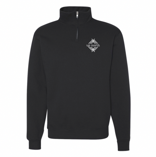 Black 1/4 Zip, NH Flag Treeline & Moose