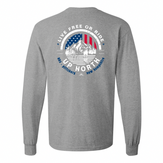 Live Free or RIDE - Snowmobile LS Tee - Grey