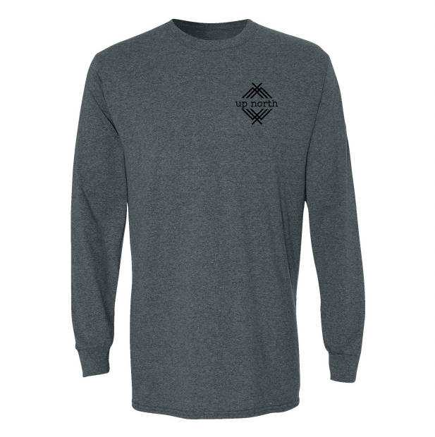 Dk Grey LS Tee, NH Flag Treeline & Moose
