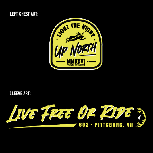 “Live Free or Ride” Up North Long Sleeve Tee - Black/Neon