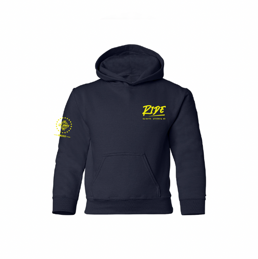 YOUTH Neon “RIDE” Up North Hoodie - Navy