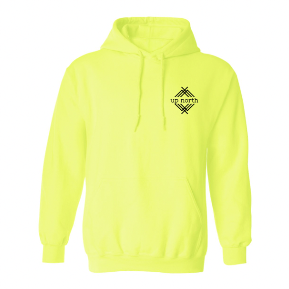 Hi-Vis Yellow Hoodie, NH Flag Treeline & Moose
