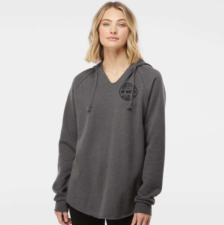 Circle Logo Ladies V-Hoodie - Dark Grey Heather