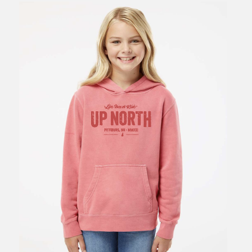 Vintage Up North Type - Youth Hoodie - Pink